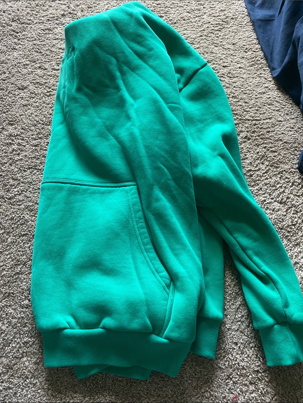 Green Hoodie Sweatshirt - Soft Crew Pocket Sweat